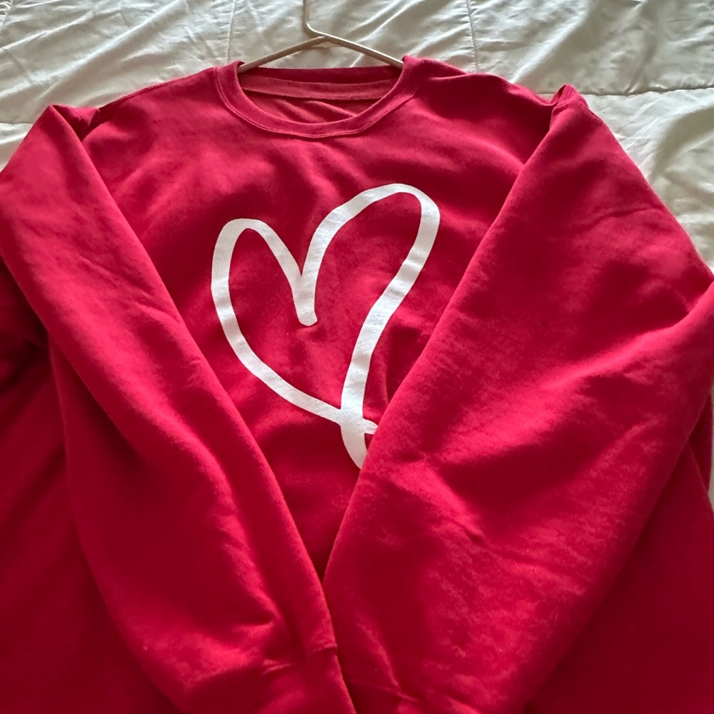 Red Sweatshirt with Heart Design